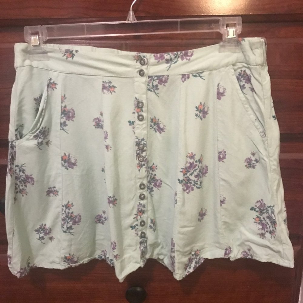 Kimchi Blue Draped Floral Mini Skirt with Pockets